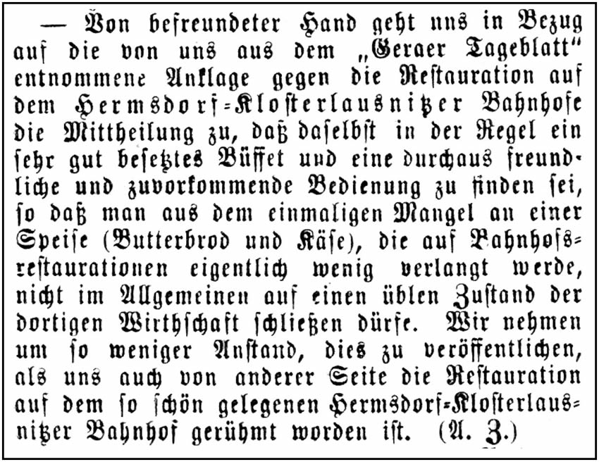 Artikel vom 17.10.1876 - wiedergegeben im "Eisenbergischen Nachrichtsblatt".